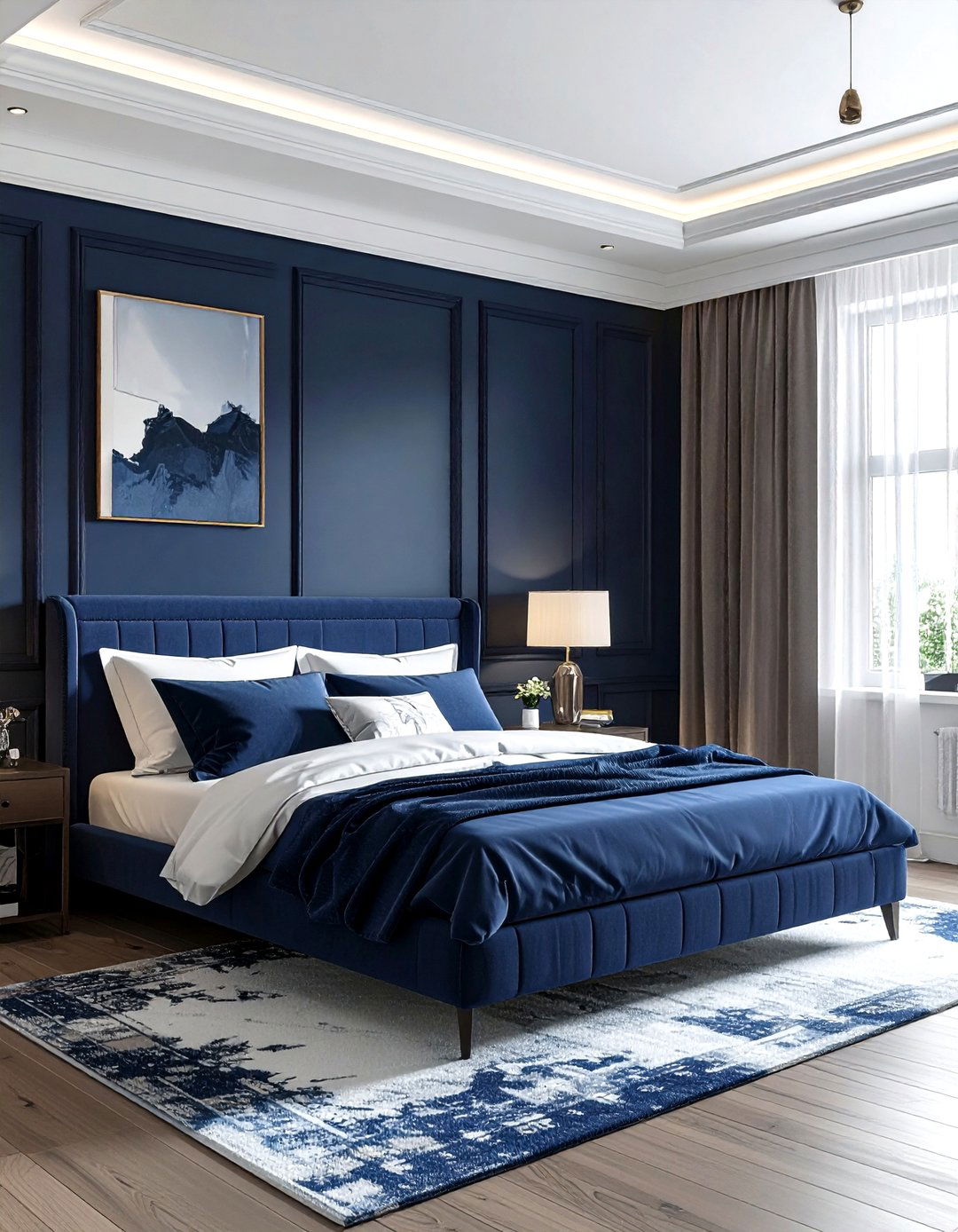 Navy blue wainscoting bedroom - 30 minimalist navy bedroom ideas
