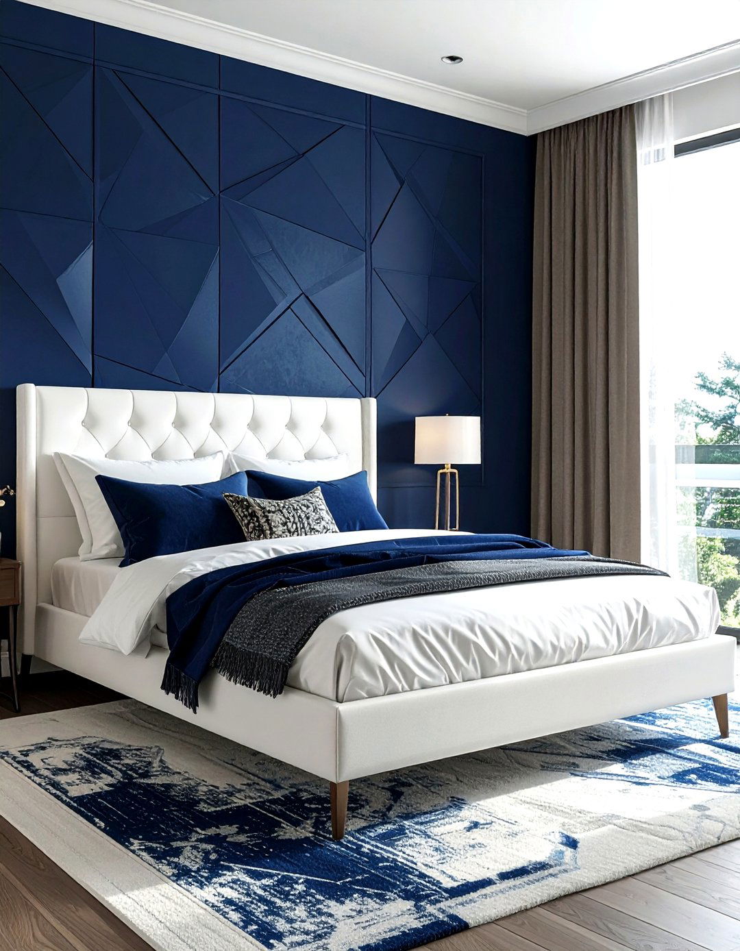 Navy blue wallpaper bedroom - 30 minimalist navy bedroom ideas