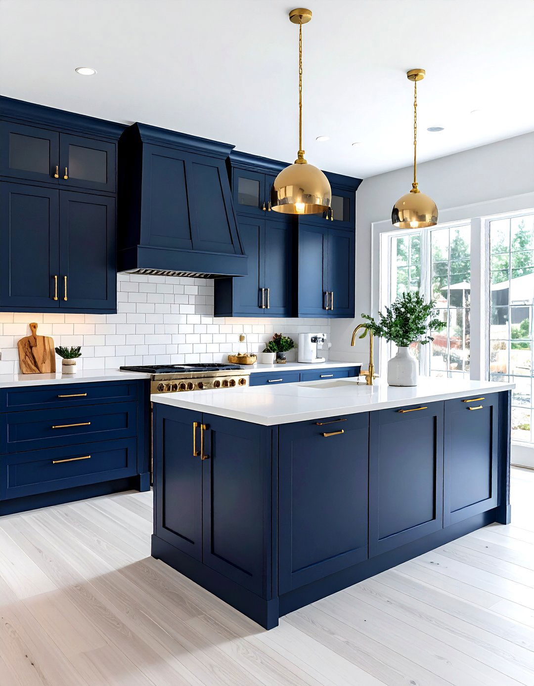 Navy cabinets gold hardware - 30 navy kitchen cabinet ideas