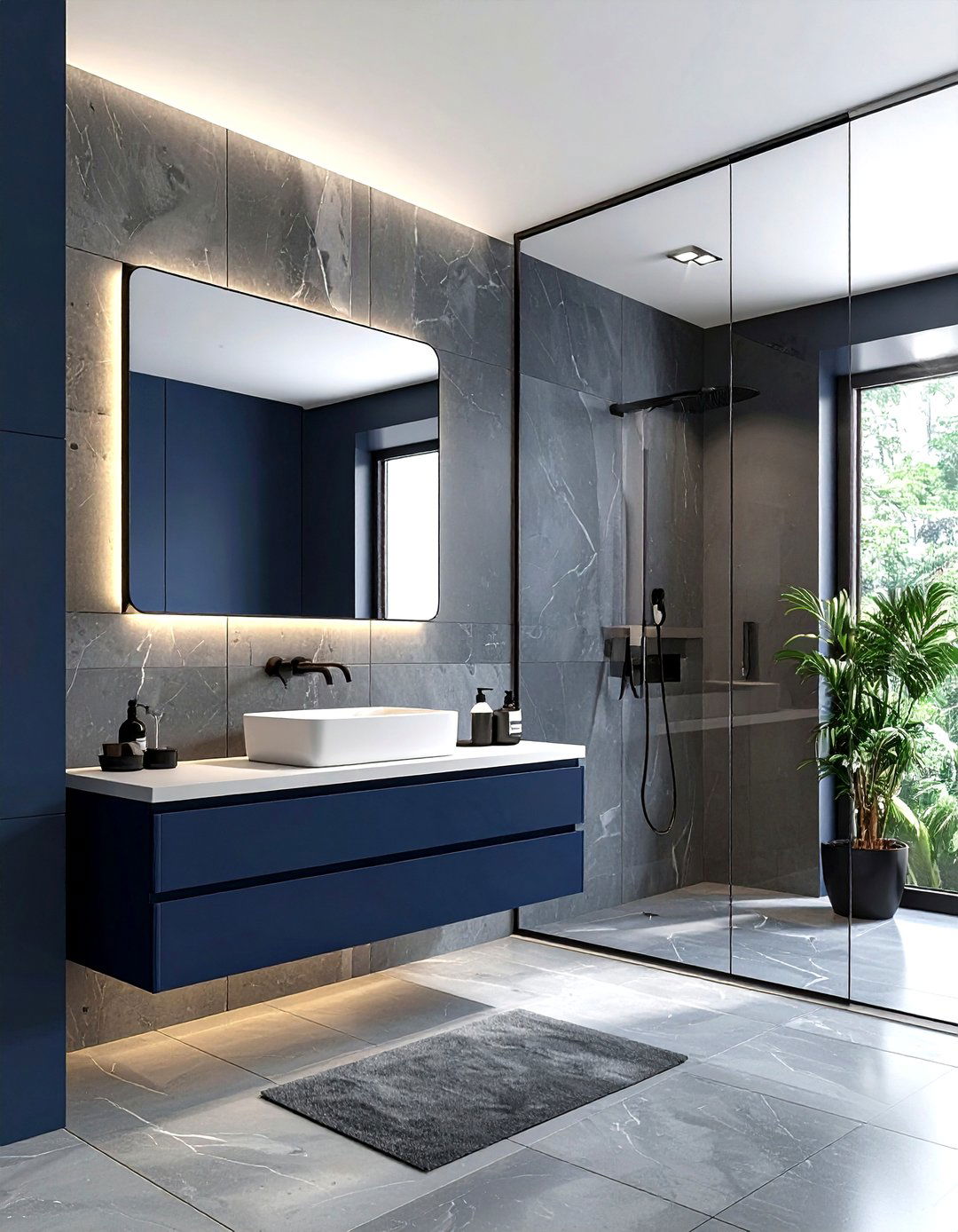 Navy contemporary bathroom - 30 navy bathroom design ideas