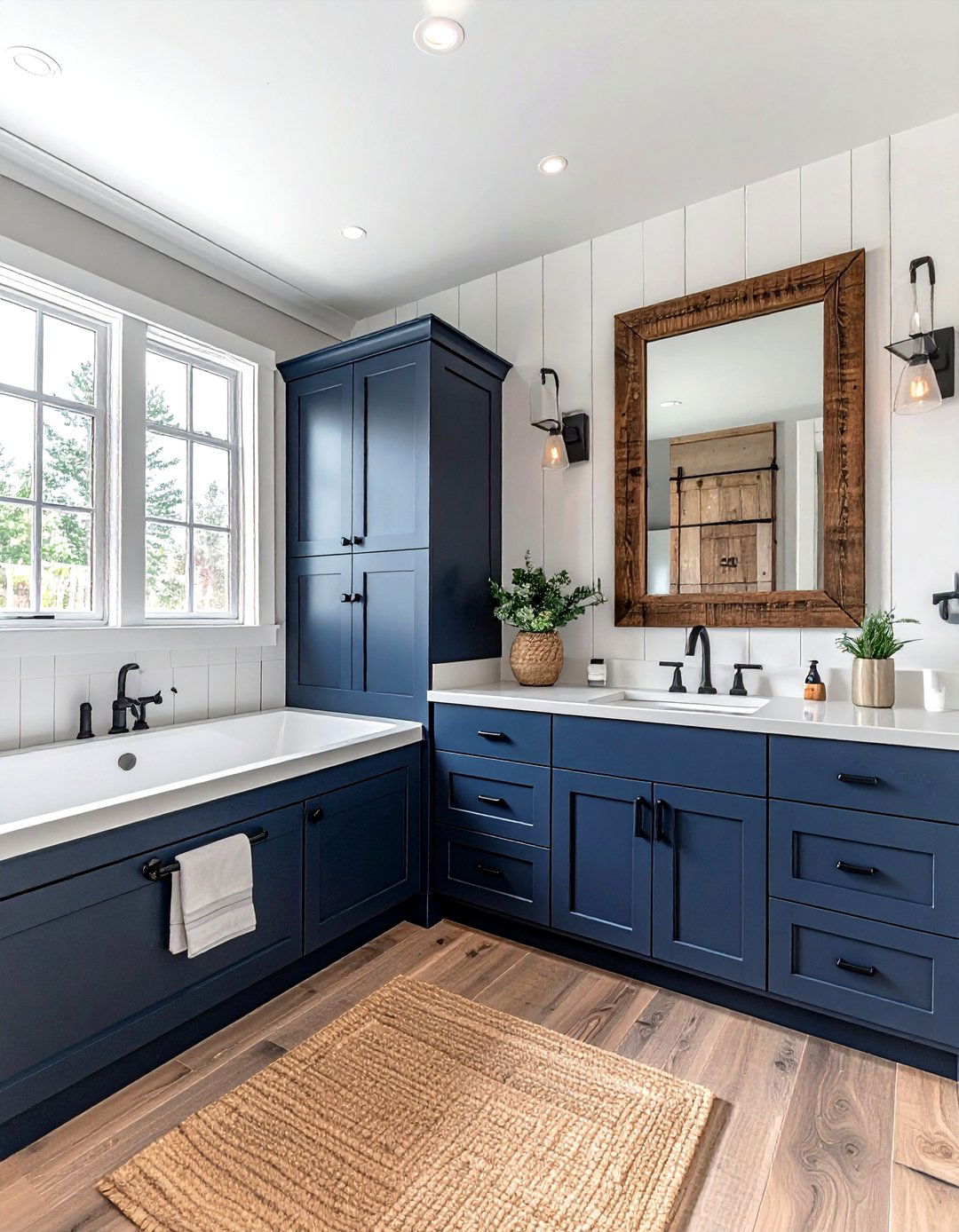 Navy farmhouse bathroom - 30 navy bathroom design ideas