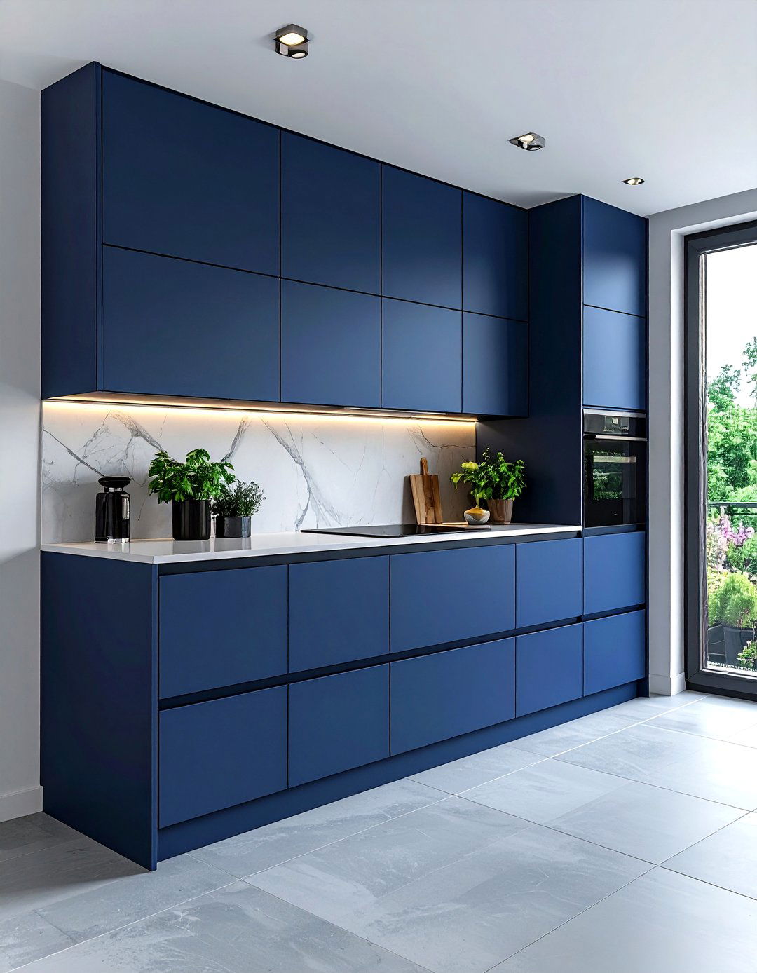 Navy flat panel cabinets - 30 navy kitchen cabinet ideas