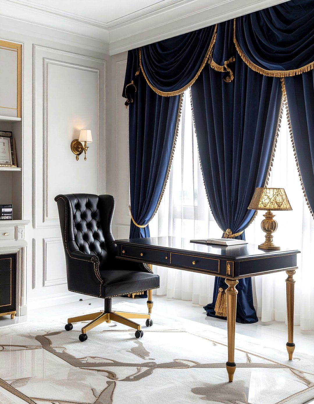 Navy gold curtains - 30 colorful curtain ideas