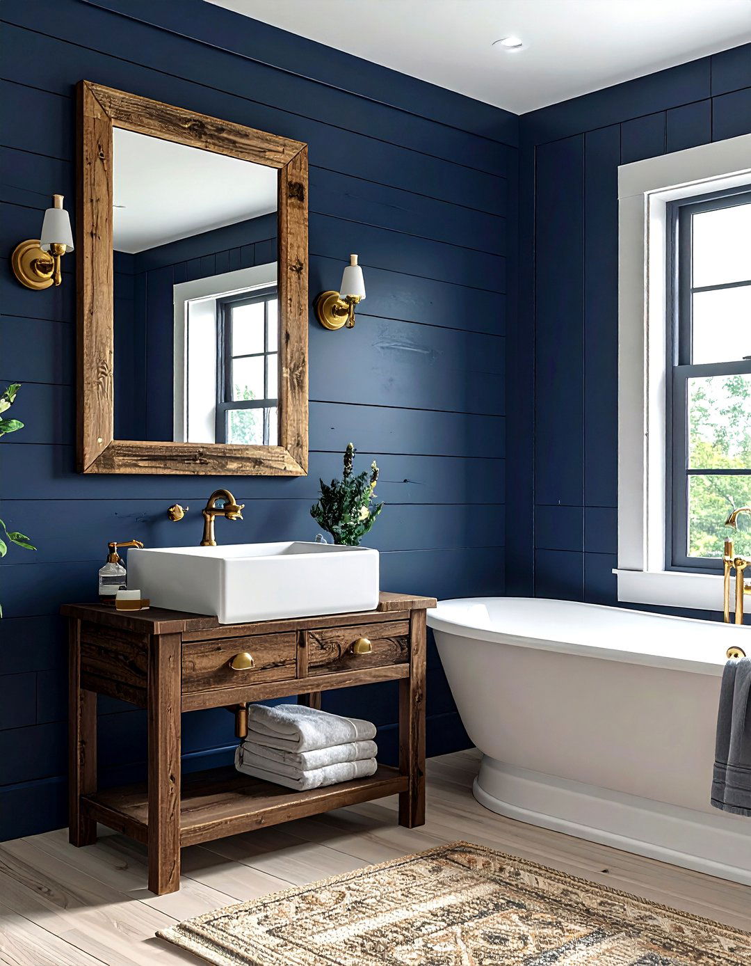 Navy gold farmhouse bathroom - 30 navy gold bathroom ideas