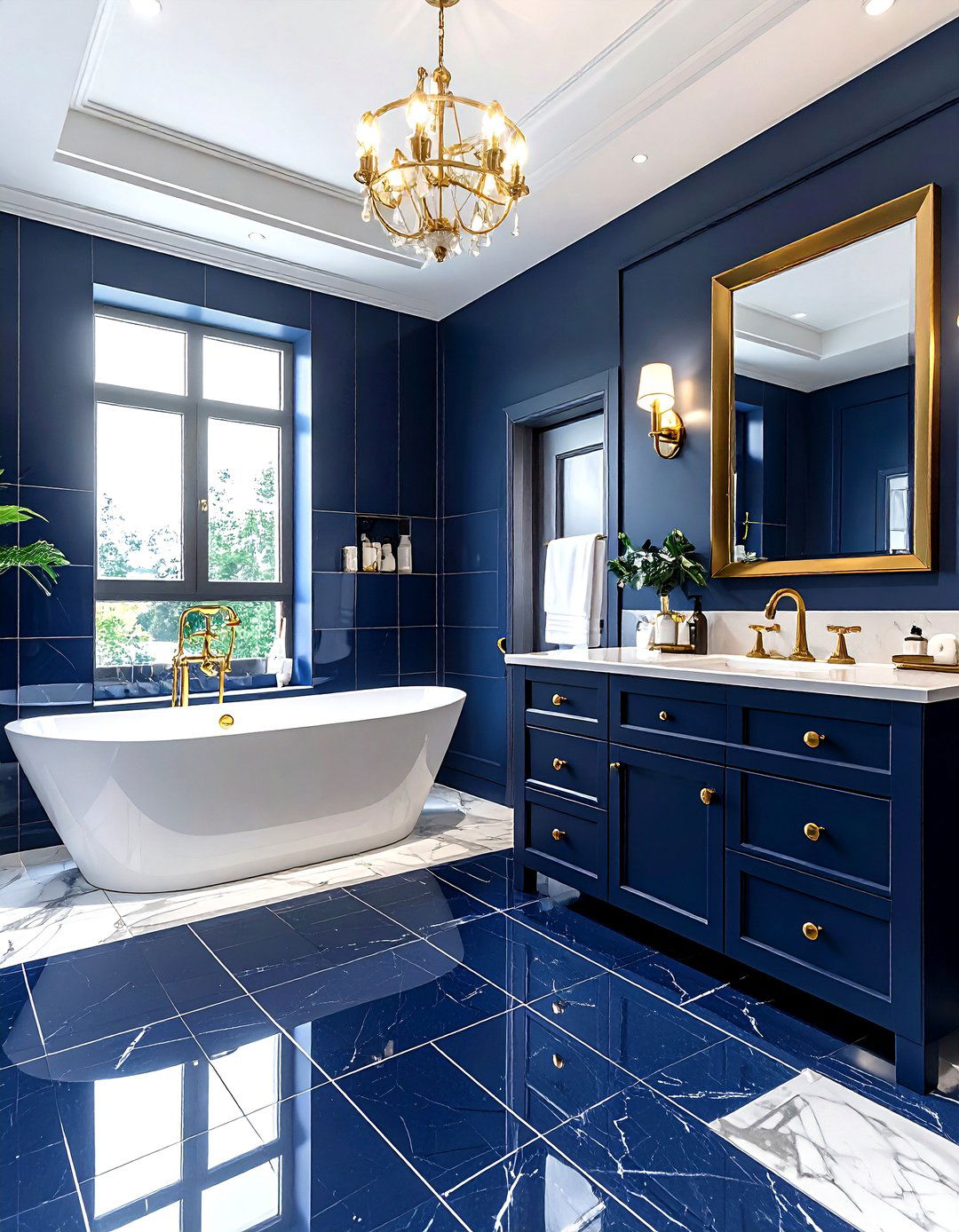Navy gold master bathroom - 30 navy gold bathroom ideas