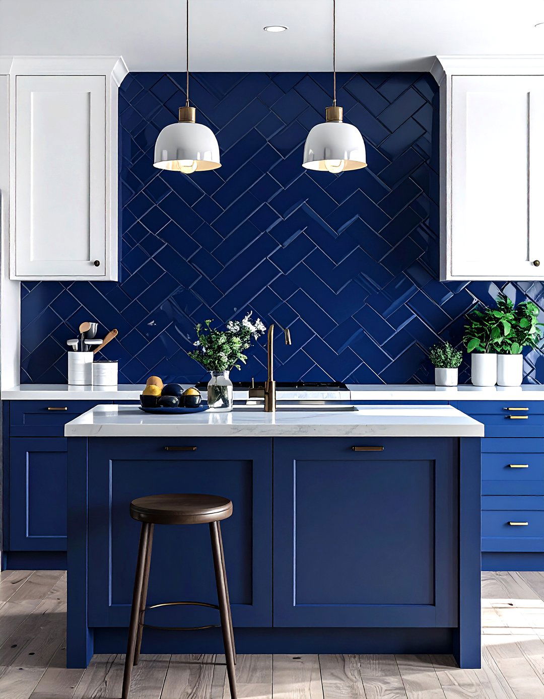 Navy kitchen backsplash - 30 navy and white kitchen ideas