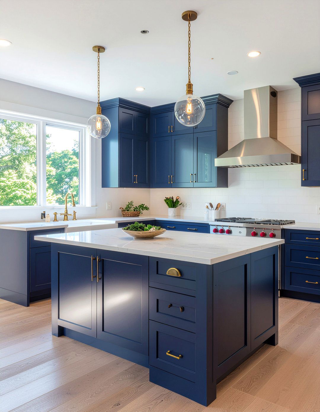 Navy kitchen cabinets white quartz - 30 quartz countertop kitchen ideas