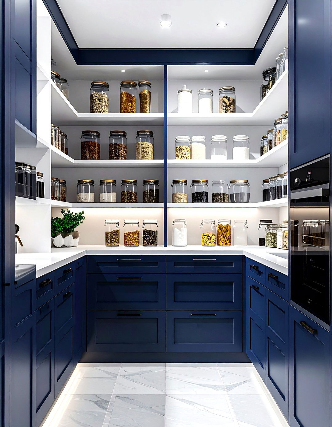 Navy kitchen pantry - 30 navy and white kitchen ideas
