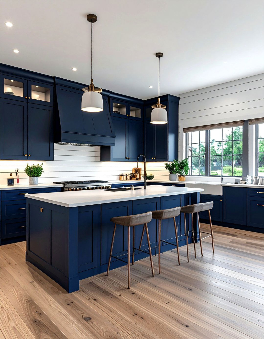 Navy kitchen shiplap - 30 navy and white kitchen ideas