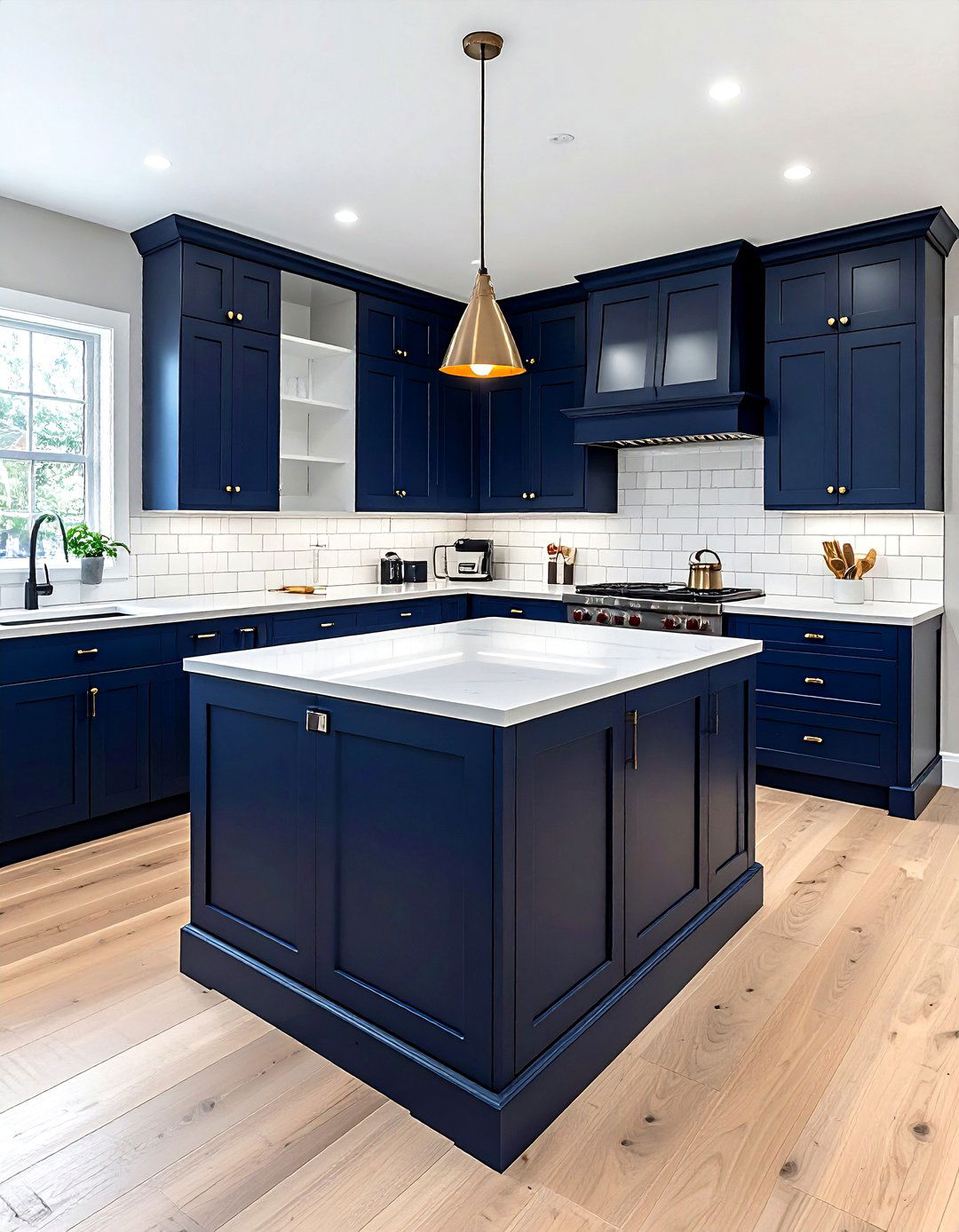Navy lower white upper cabinets - 30 navy and white kitchen ideas