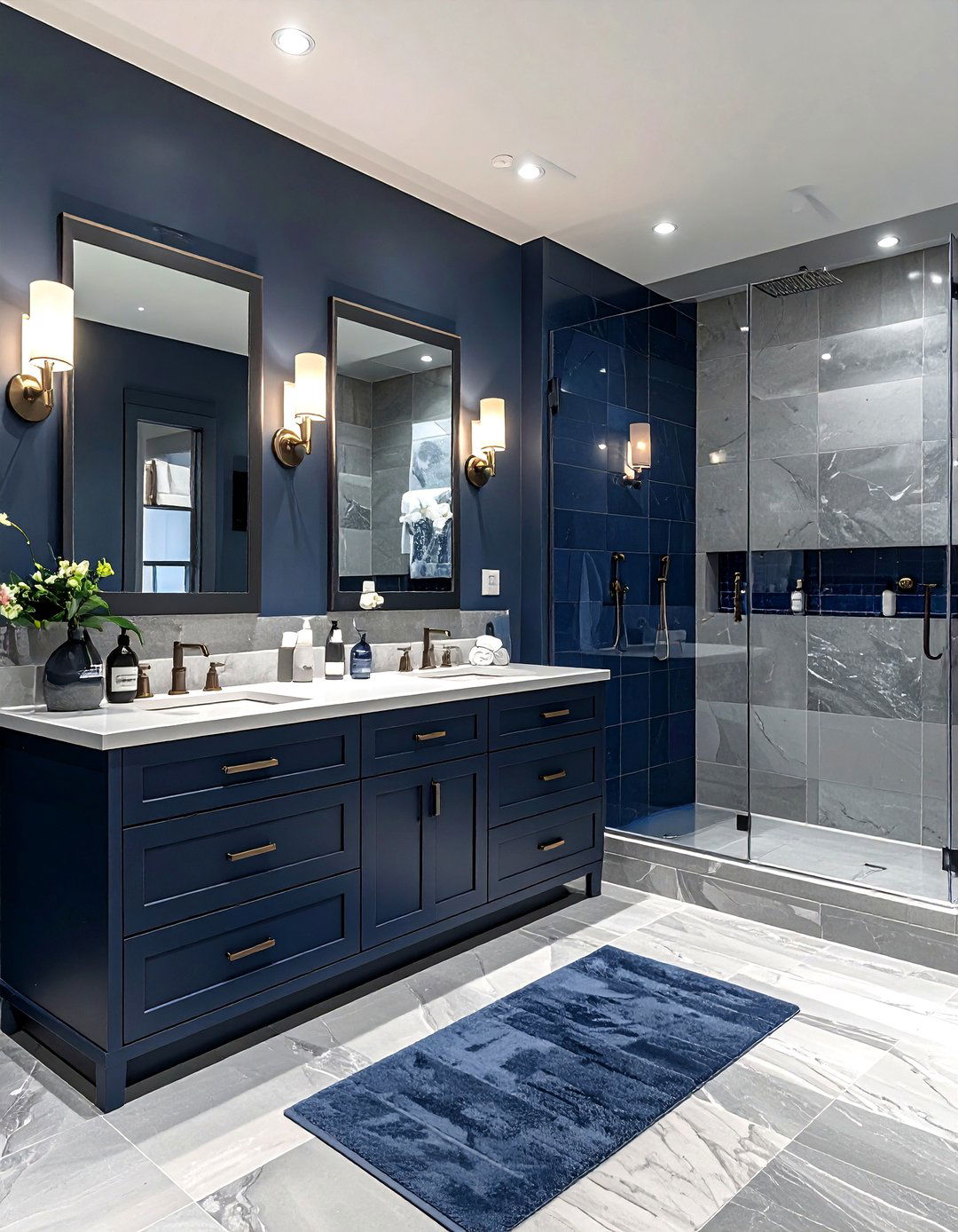 Navy master bathroom - 30 navy bathroom design ideas