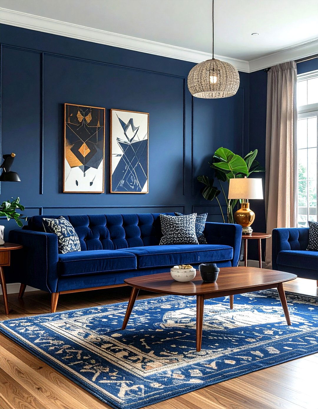 Navy mid century modern living room - 30 modern navy living room ideas