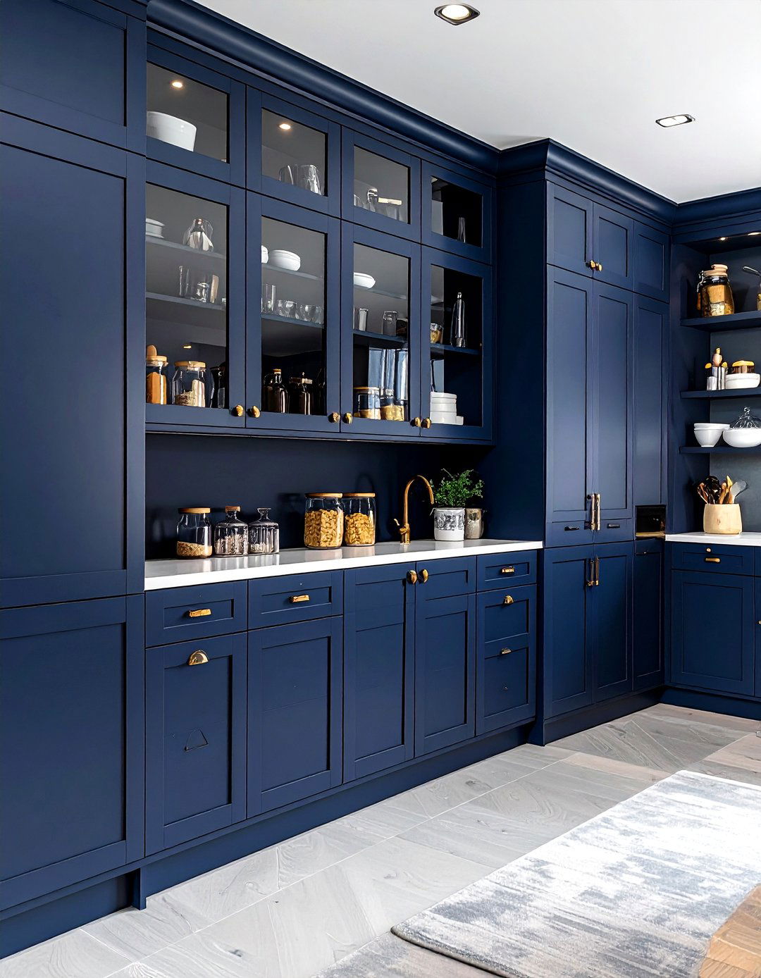 Navy pantry cabinets - 30 navy kitchen cabinet ideas