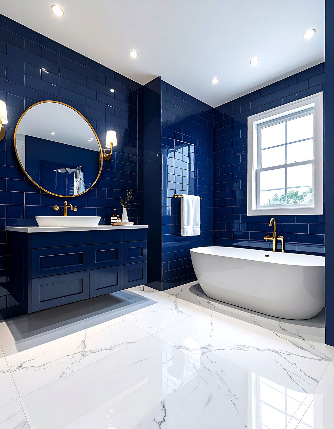 Navy porcelain tile bathroom - 30 porcelain tile bathroom ideas