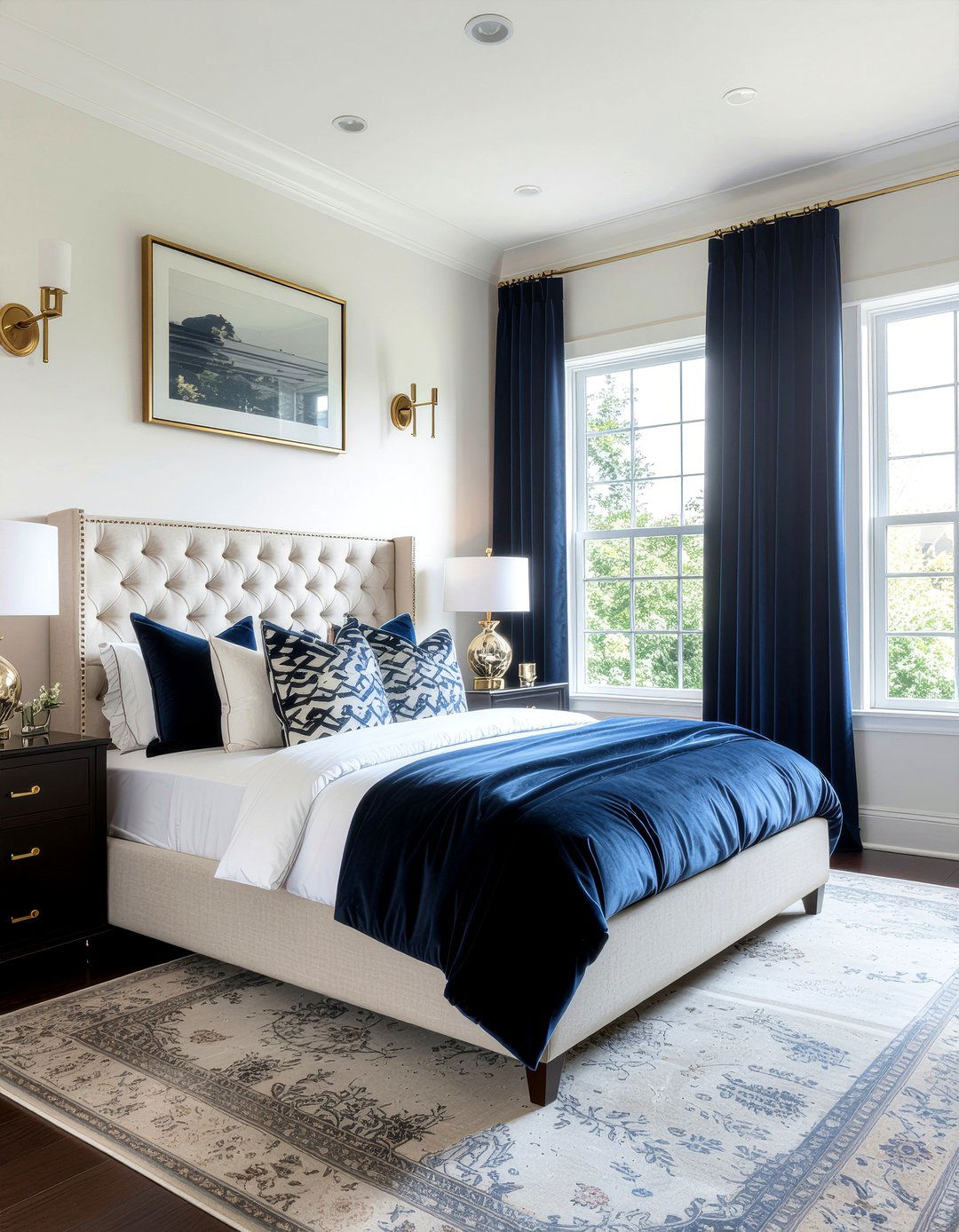 Navy velvet drapes - 30 bedroom drapes