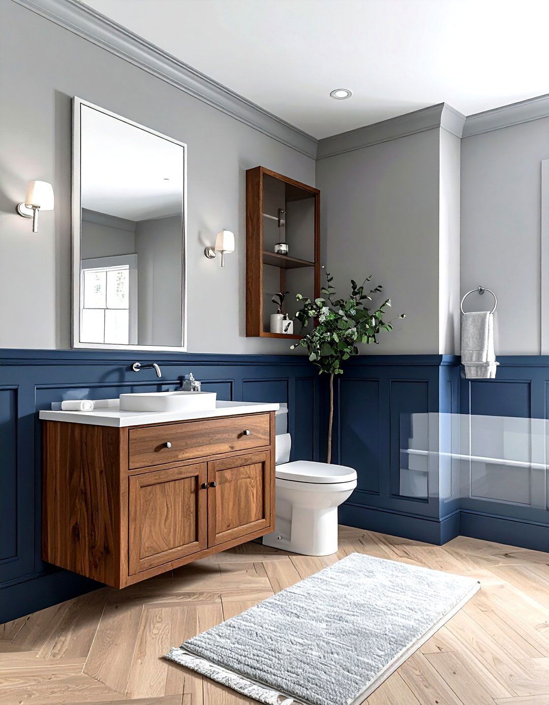 Navy wainscoting bathroom - 30 navy bathroom design ideas