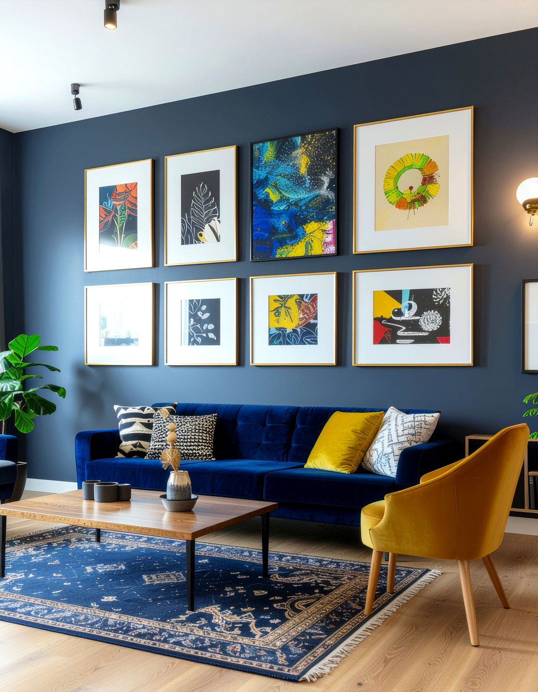 Navy walls gallery wall - 30 living room navy walls