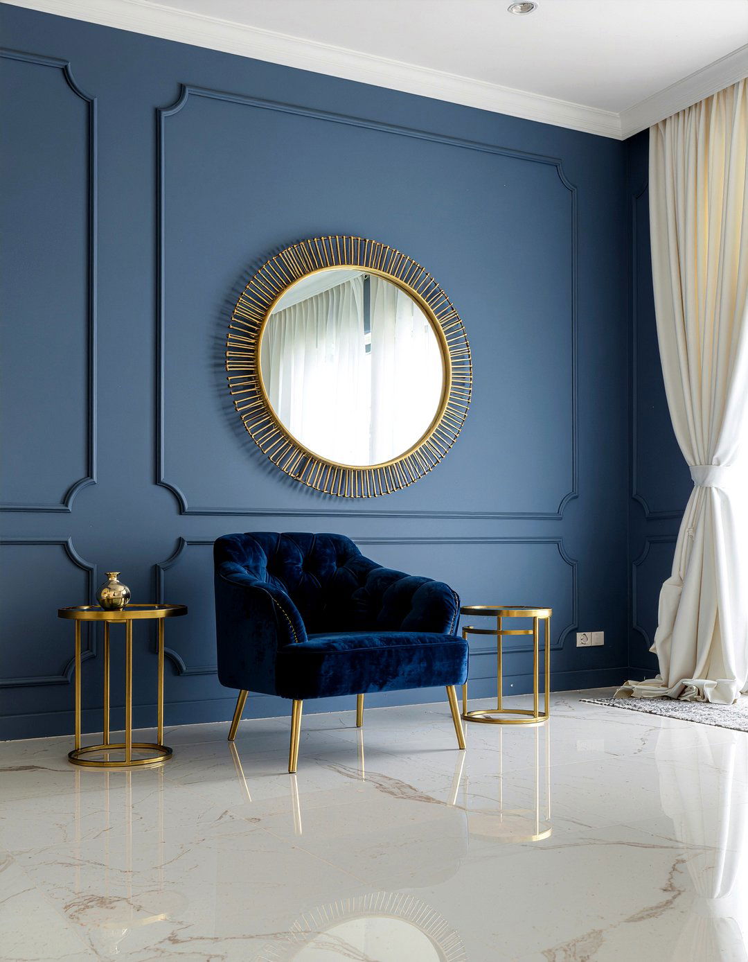 Navy walls gold accents - 30 living room navy walls