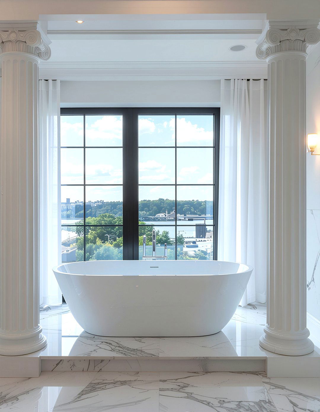 Neoclassical column modern soaking tub - 30 bathroom era mixing ideas