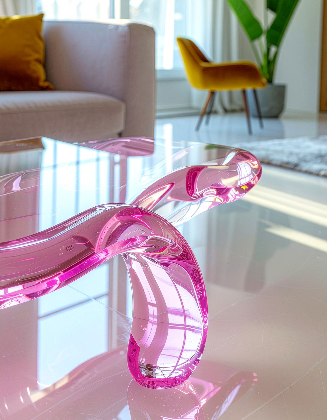 Neon Acrylic Table - 30 living room maximalist furniture ideas
