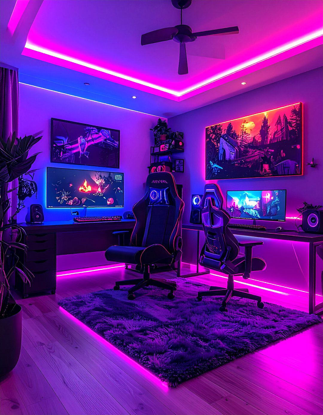 Neon Gaming Room - 30 nerd bedroom ideas