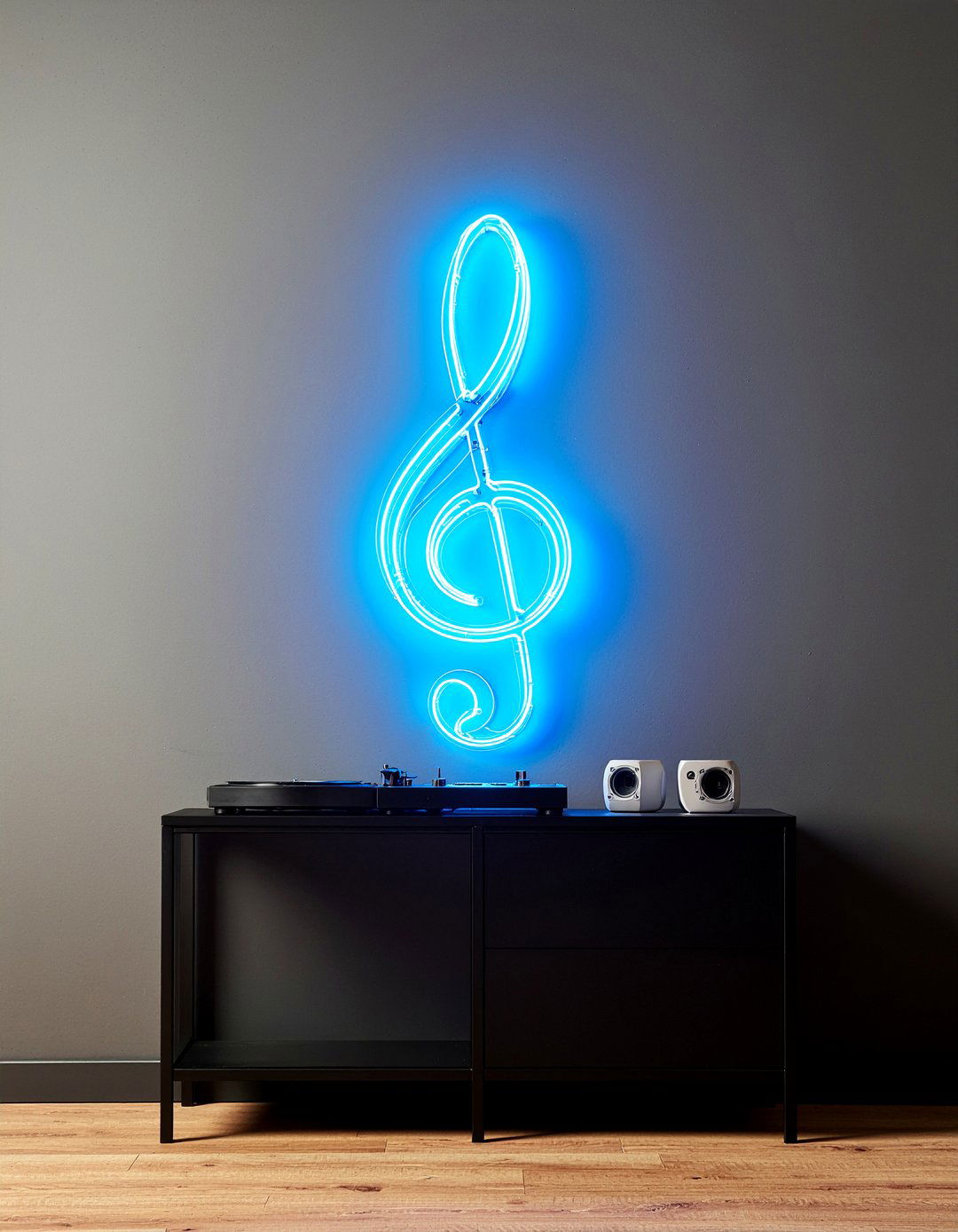 Neon Music Sign - 30 music themed living room ideas