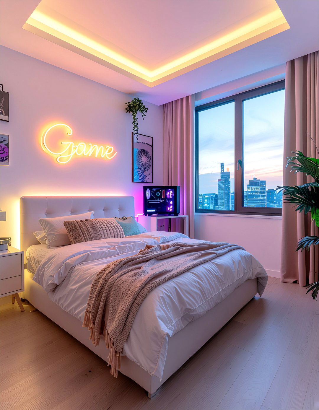 Neon Sign Decor - 30 esports bedroom ideas