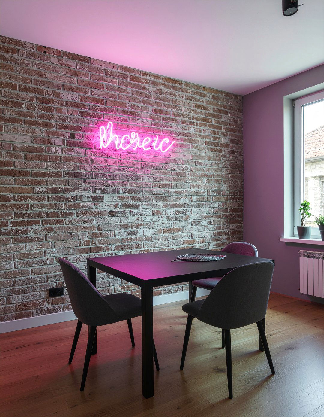 Neon Sign Dining Room - 30 retro dining room ideas