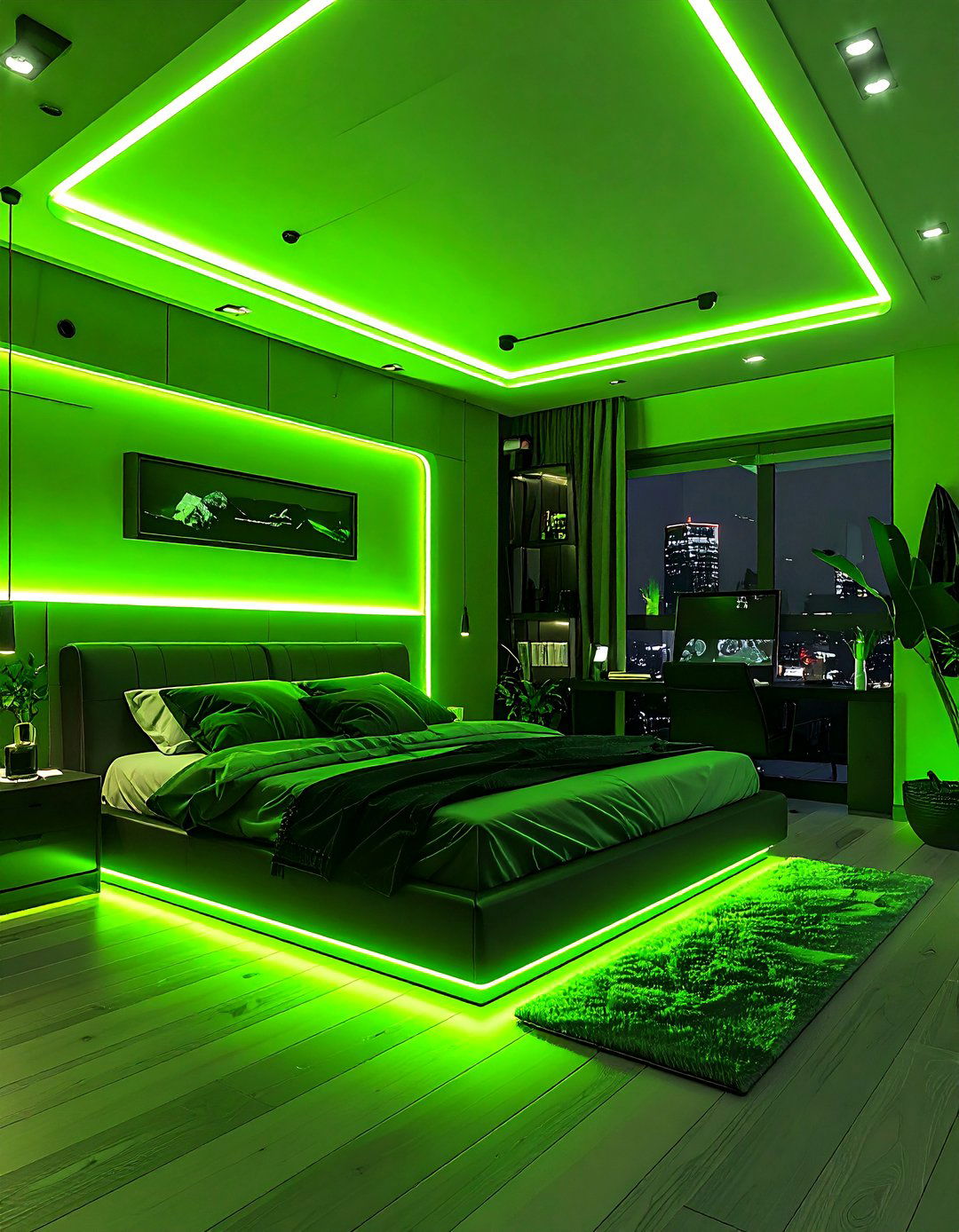 Neon green bedroom - 30 cool green bedroom ideas