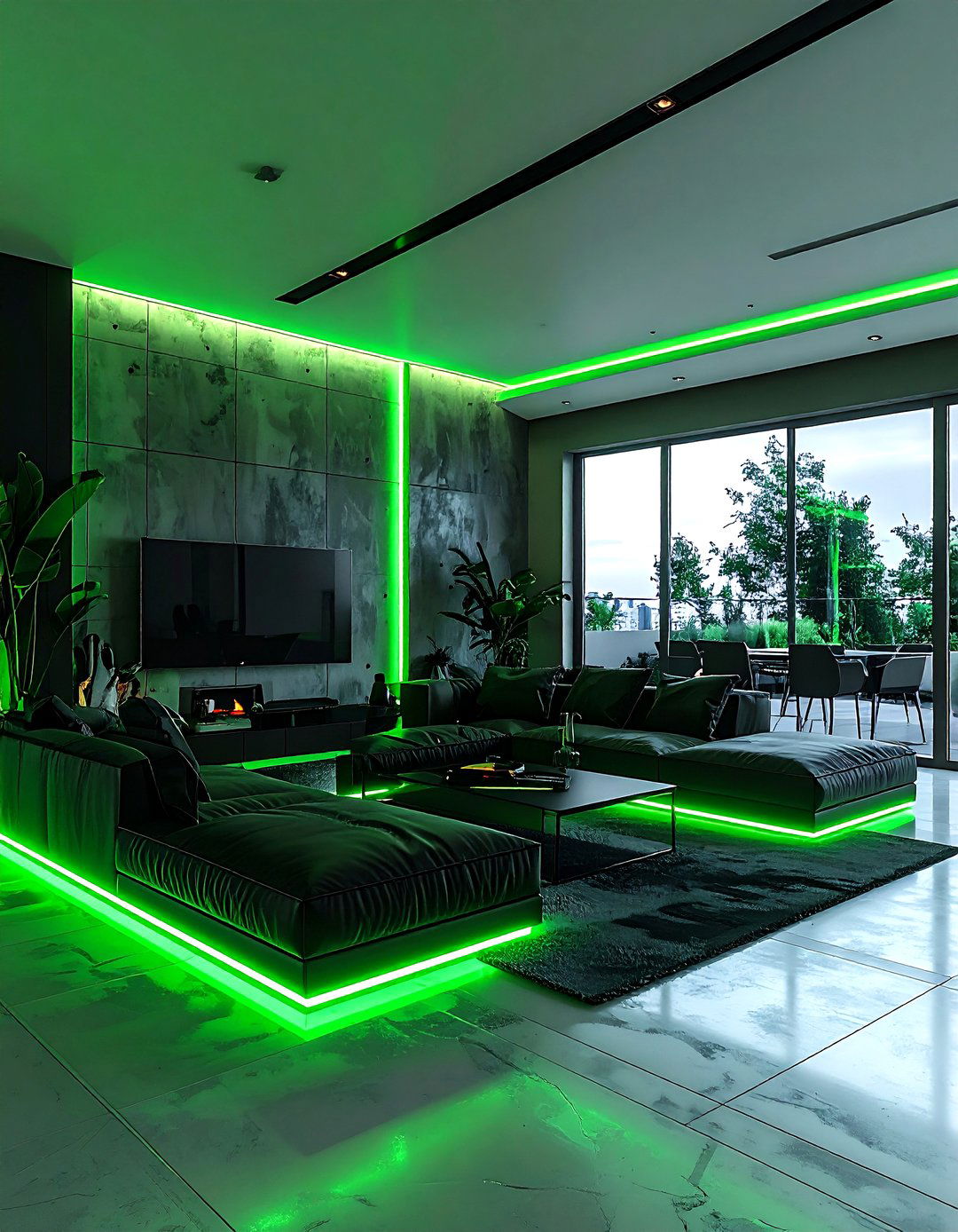 Neon green living room lighting - 30 cool green living room ideas