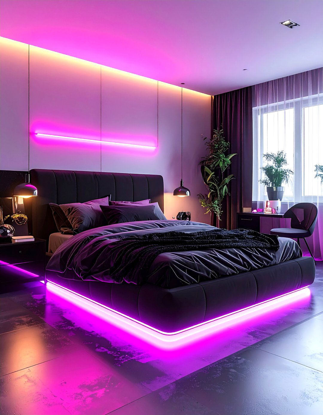 Neon light bedroom - 30 teen bedroom ideas