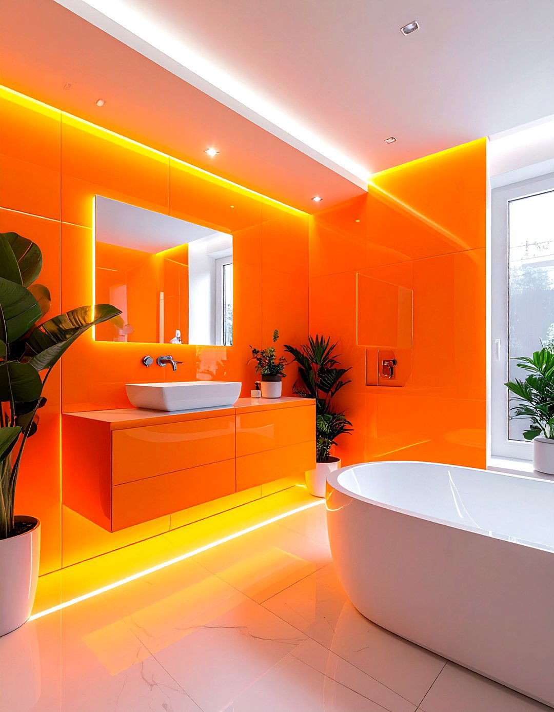 Neon orange bathroom - 30 bright orange bathroom ideas