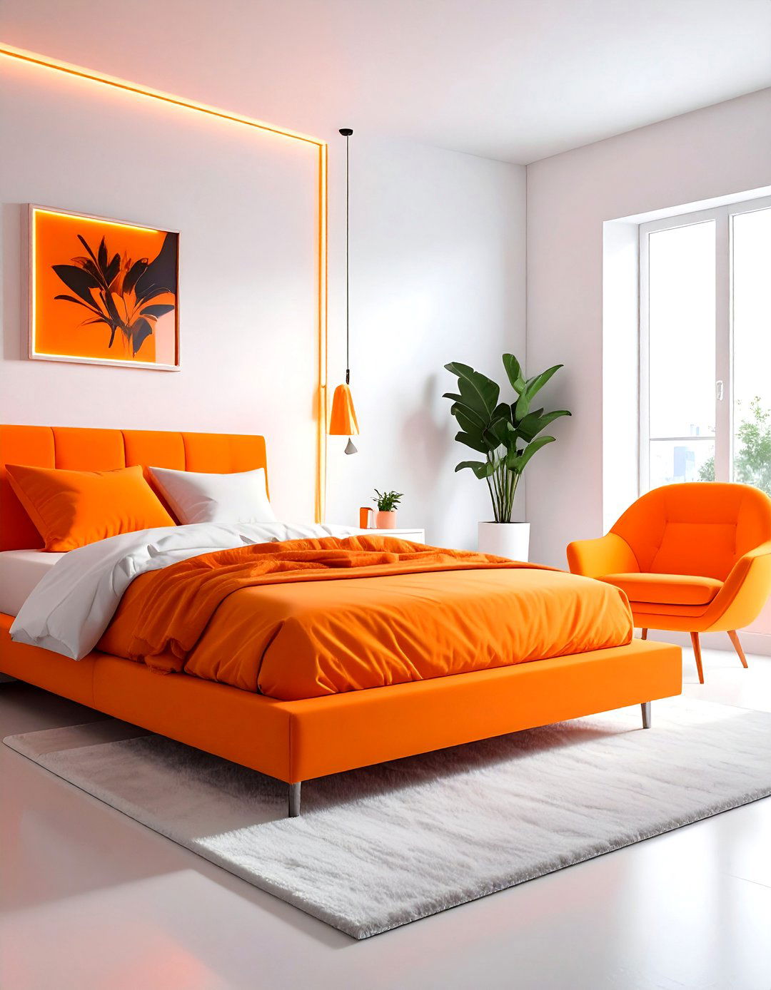 Neon orange bedroom - 30 bright orange bedroom ideas
