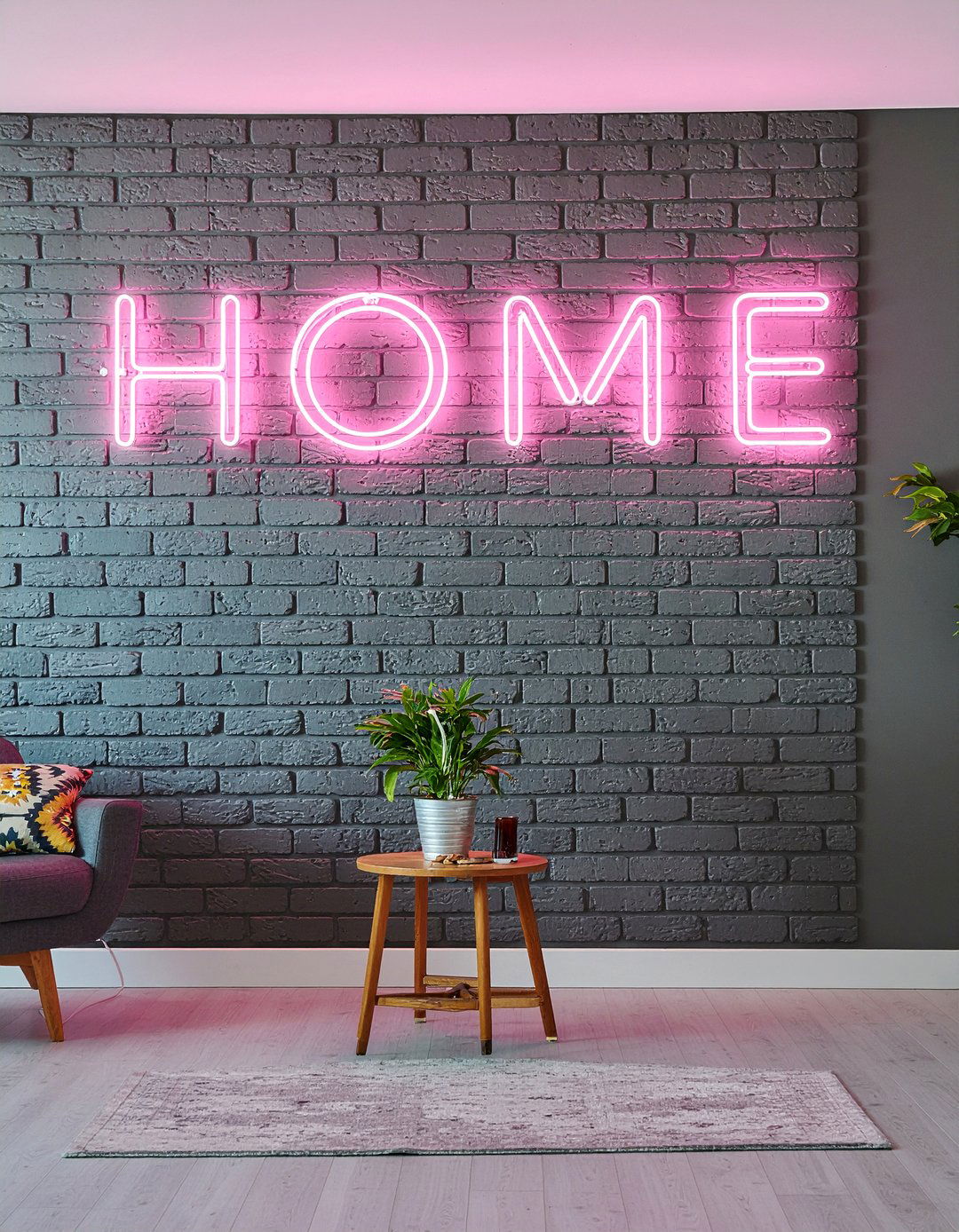 Neon wall sign - 30 living room wall decor ideas