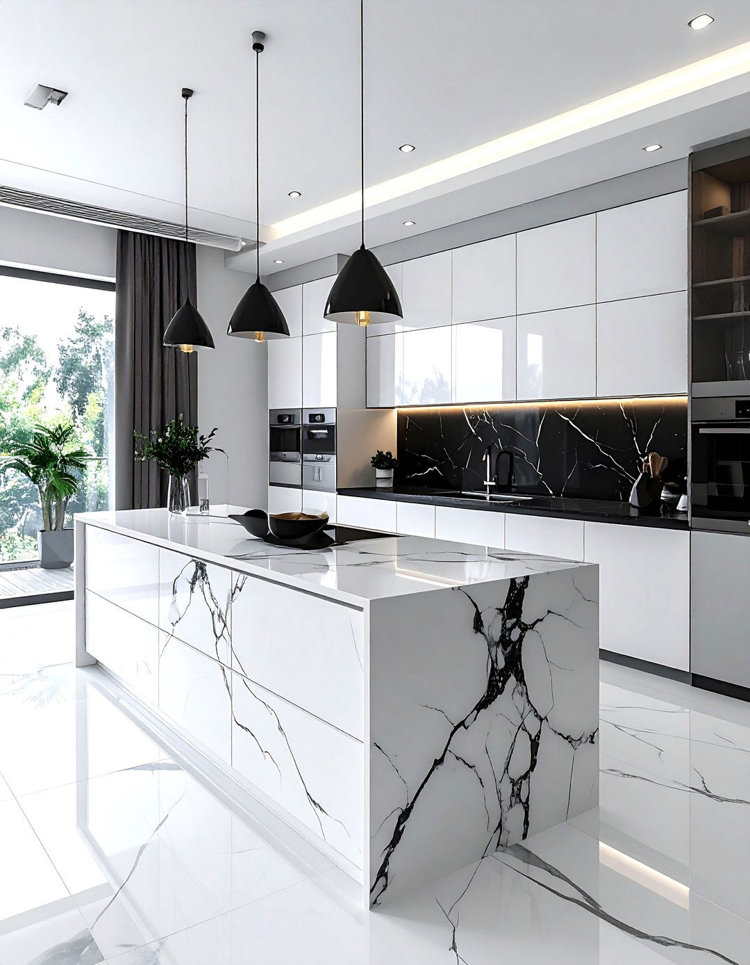 Nero Marquina Marble - 30 natural stone kitchen backsplash ideas