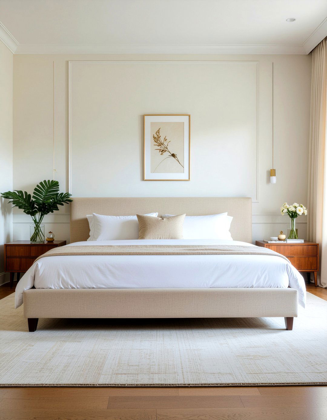 Neutral Beige Headboard - 30 bedroom upholstered headboards