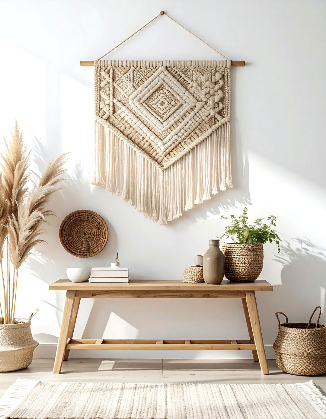 Neutral Boho Woven Tapestry - 30 woven wall hanging ideas