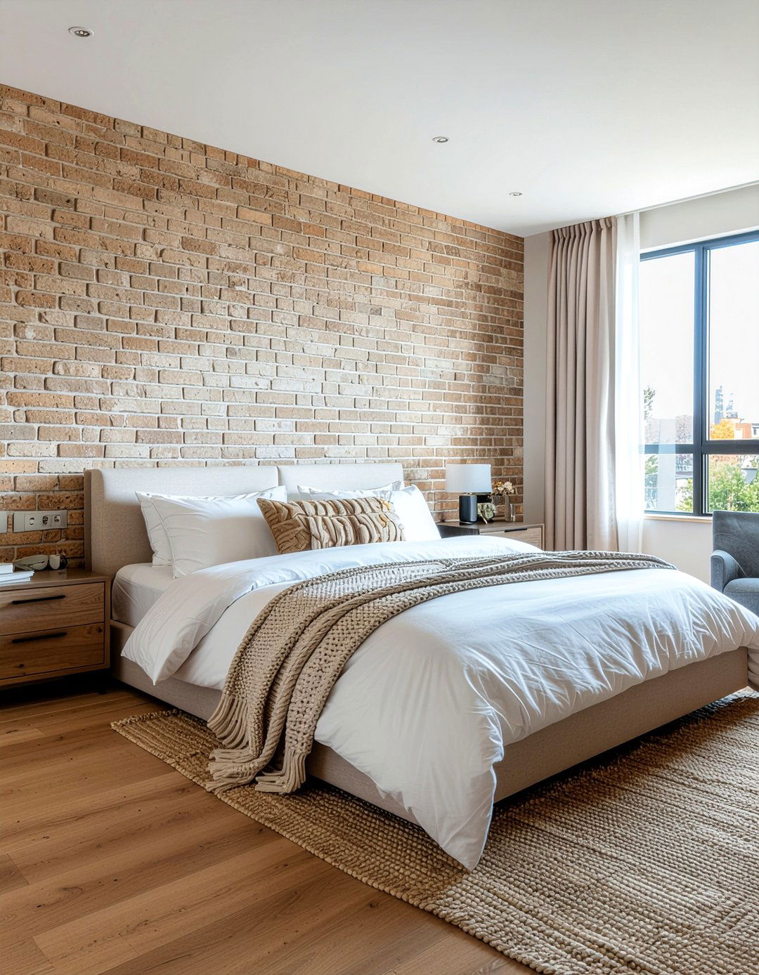 Neutral Brick Bedroom - 30 bedroom brick wall ideas