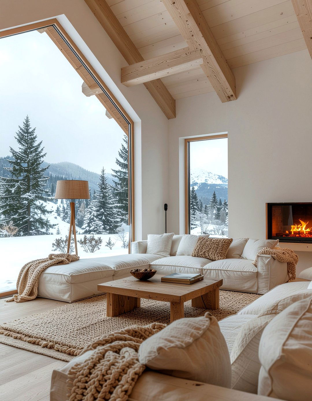 Neutral Cabin Interior - 30 cabin style living room ideas