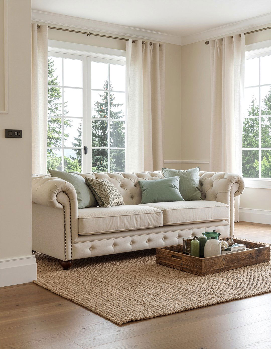 Neutral Chesterfield Sofa - 30 living room chesterfield sofa ideas