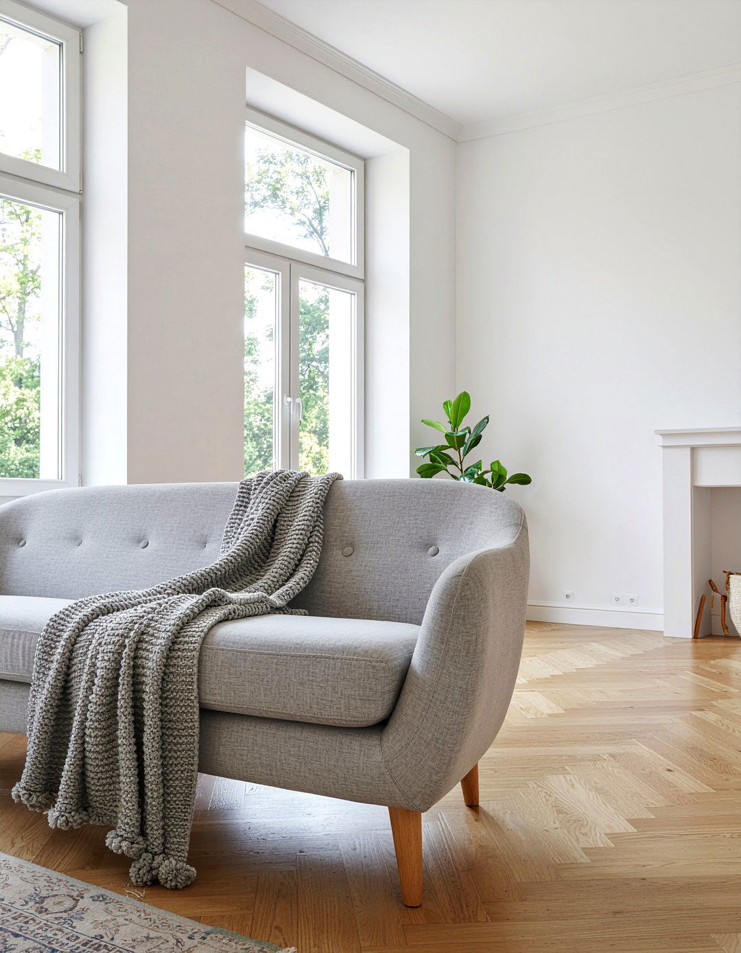 Neutral Fabric Sofa - 30 living room Scandinavian furniture ideas