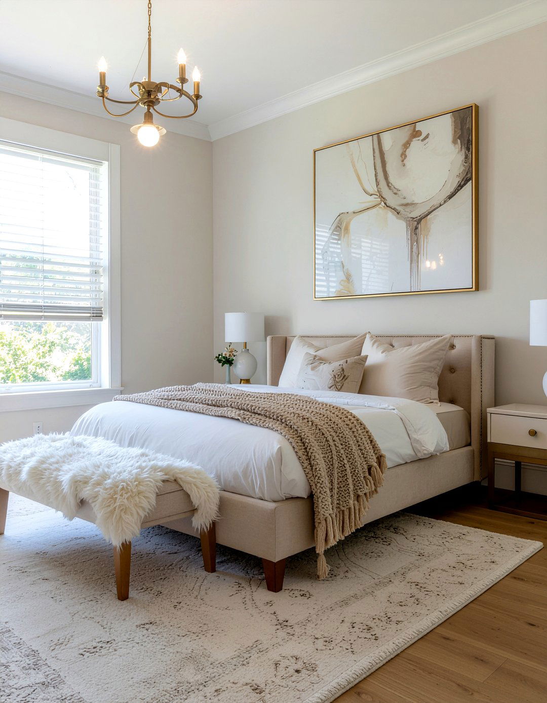 Neutral Faux Fur Bedroom Setup - 30 faux fur bedroom ideas