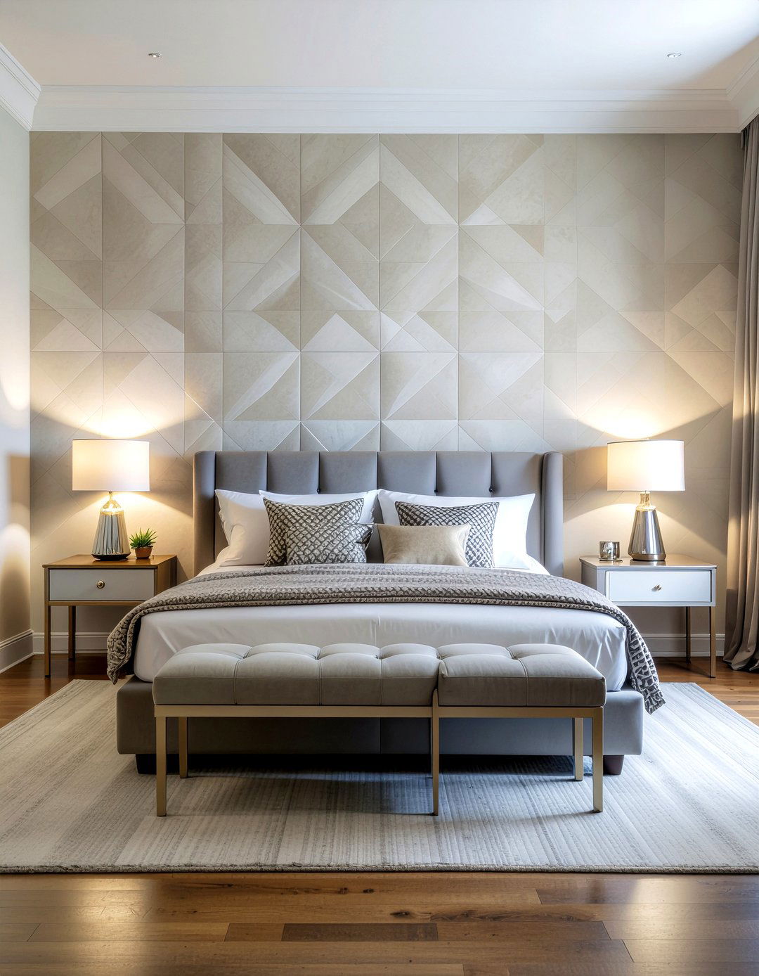 Neutral Geometric Wallpaper - 30 bedroom minimalist wallpapers