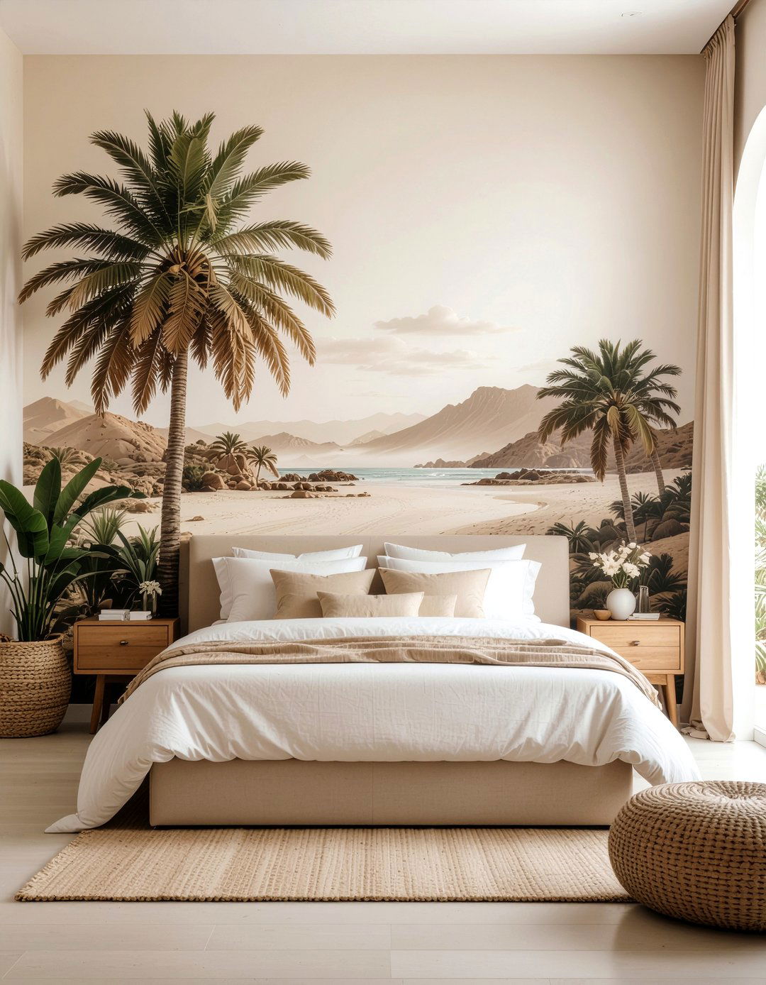 Neutral Jungle Landscape - 30 bedroom tropical wallpapers