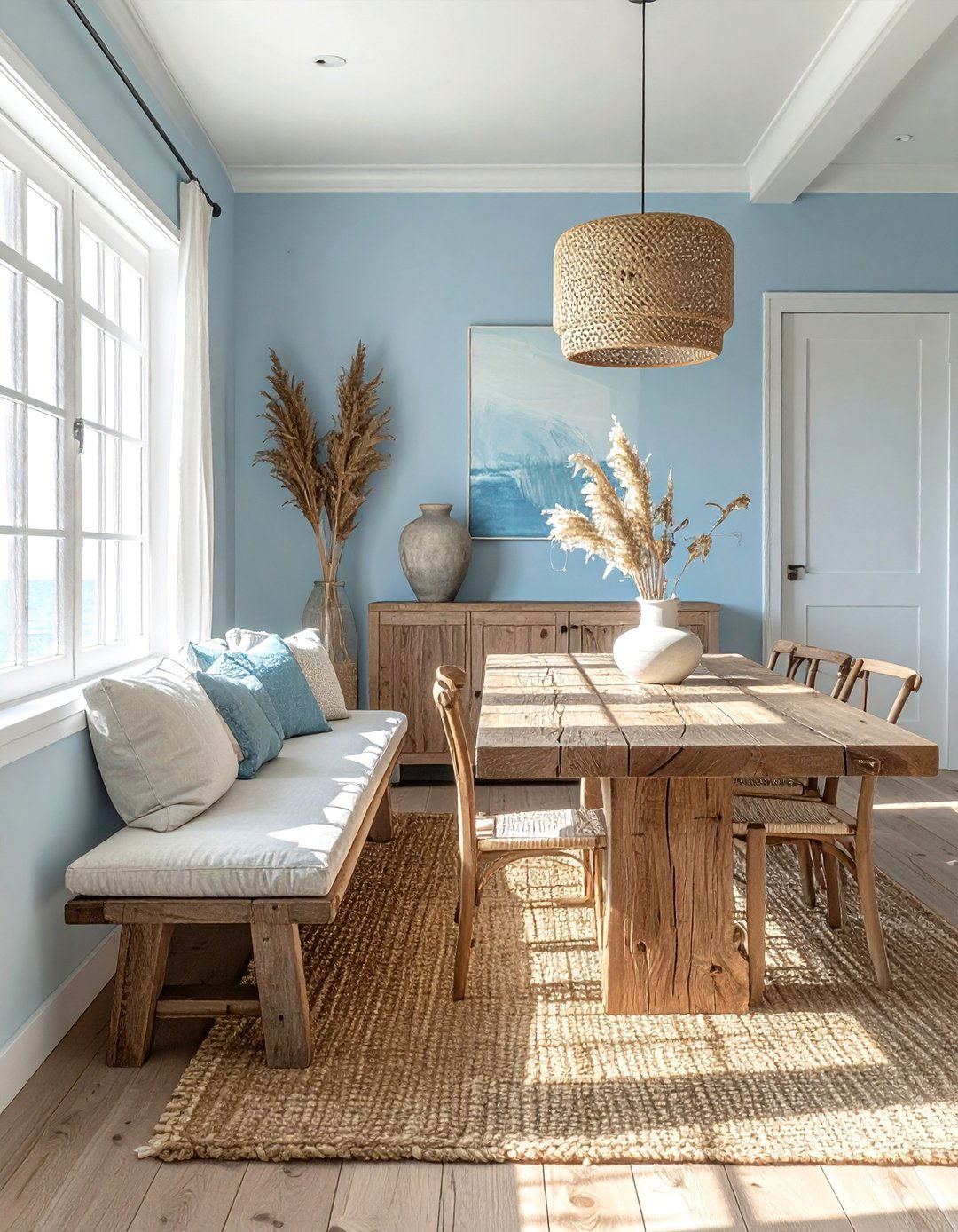 Neutral Linen Bench Seat - 30 upholstered dining bench ideas