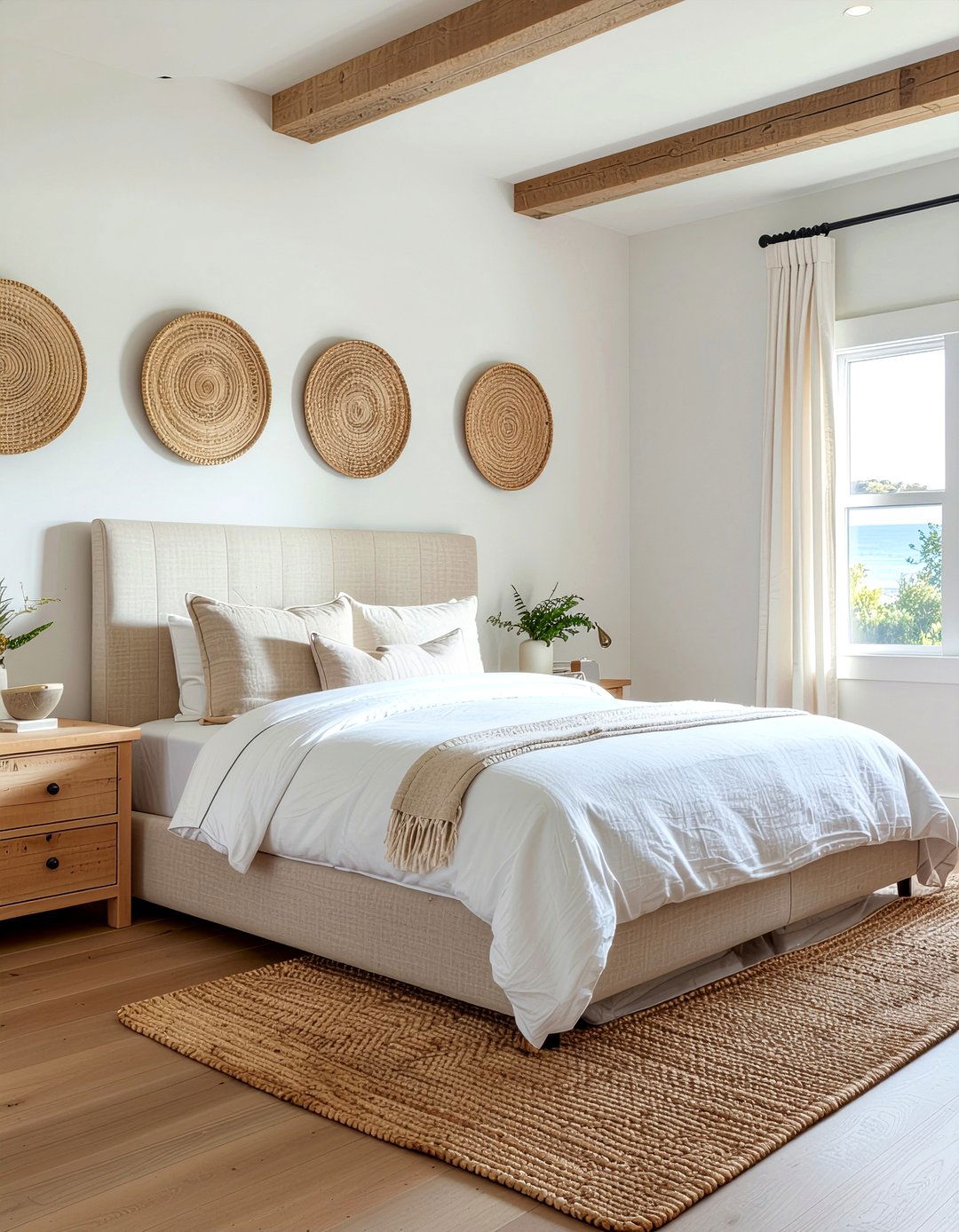 Neutral Linen Channel Headboard - 30 bedroom channel tufted headboards