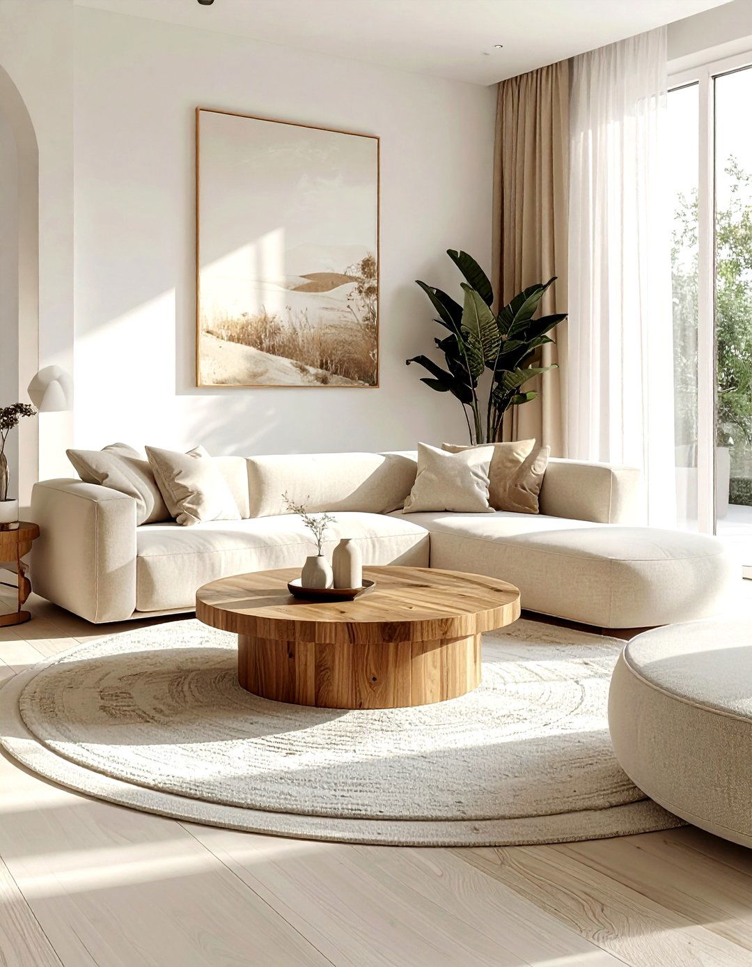 Neutral Living Room With Round Coffee Table - 30 scandinavian beige living room ideas