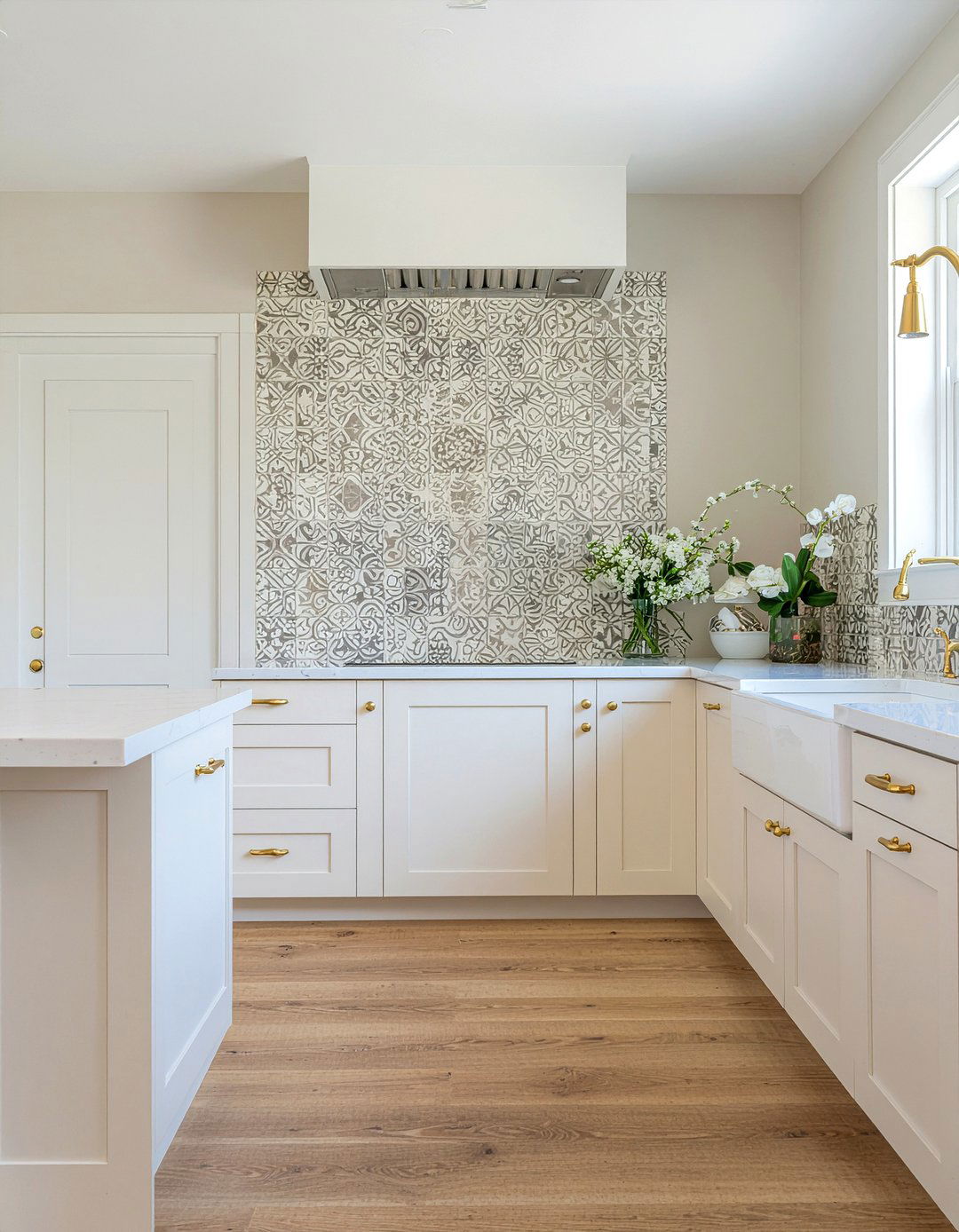 Neutral Patterned Cement Tile - 30 cement tile kitchen backsplash ideas