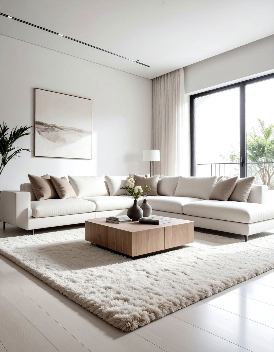 Neutral Shag Rug Minimalist Home - 30 shag rug ideas