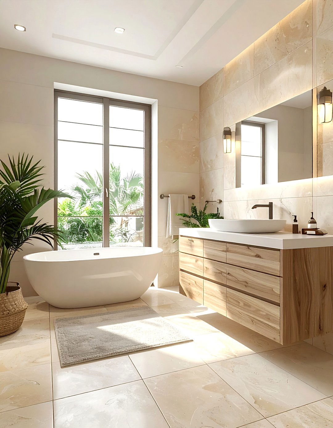 Neutral Spanish tile bathroom - 30 Spanish tile bathroom ideas